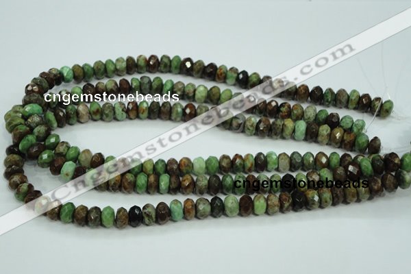 COP670 15.5 inches 6*10mm faceted rondelle green opal gemstone beads