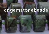 COP695 15.5 inches 11*15*15mm faceted triangle green opal gemstone beads