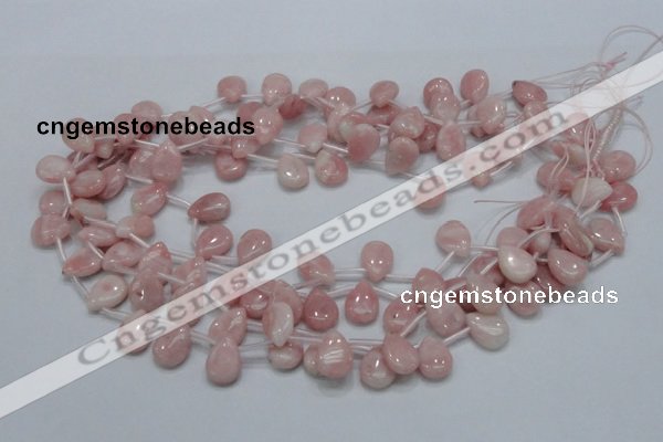 COP73 15.5 inches 10*14mm flat teardrop natural pink opal beads