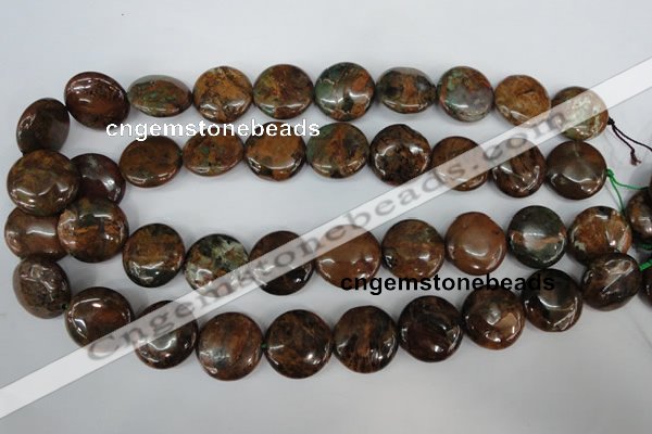 COP755 15.5 inches 20mm flat round green opal gemstone beads