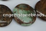 COP756 15.5 inches 25mm flat round green opal gemstone beads