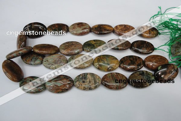 COP759 15.5 inches 20*30mm oval green opal gemstone beads