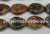 COP761 15.5 inches 15*20mm flat teardrop green opal gemstone beads