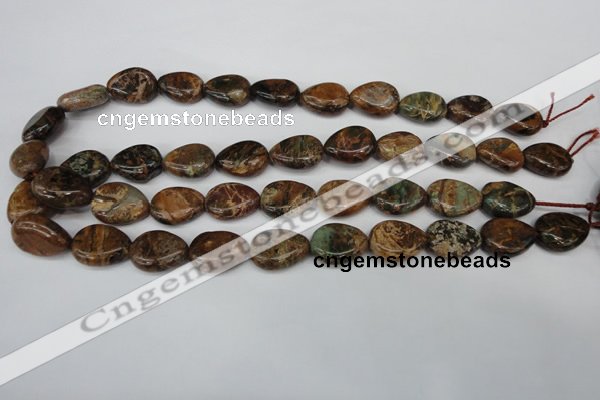 COP761 15.5 inches 15*20mm flat teardrop green opal gemstone beads