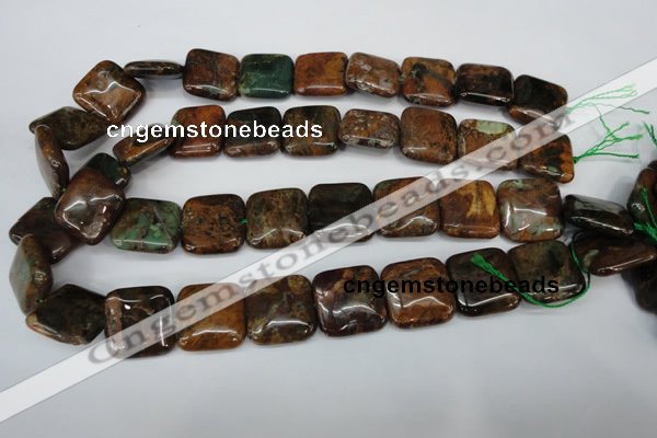 COP765 15.5 inches 20*20mm square green opal gemstone beads