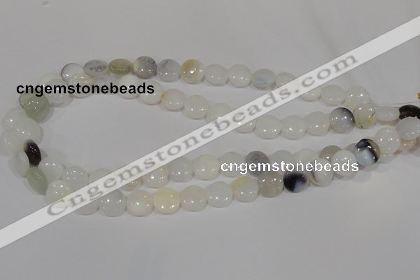 COP904 15.5 inches 12mm flat round natural white opal gemstone beads