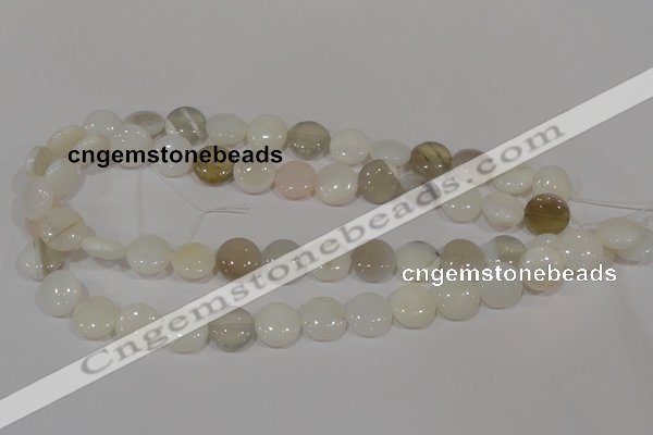 COP905 15.5 inches 14mm flat round natural white opal gemstone beads