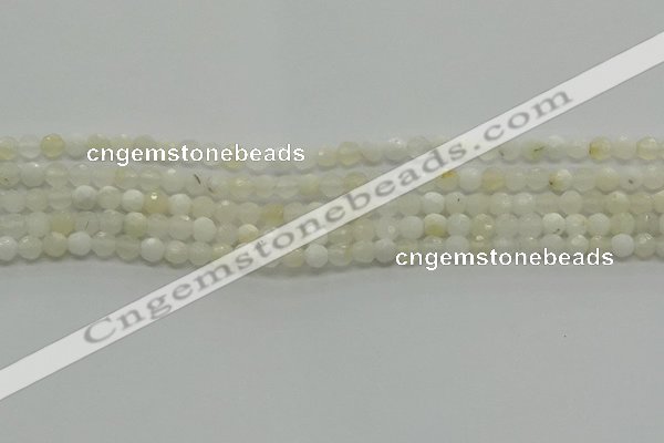 COP930 15.5 inches 4mm faceted round white opal gemstone beads