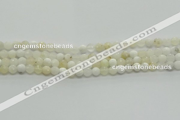 COP931 15.5 inches 6mm faceted round white opal gemstone beads