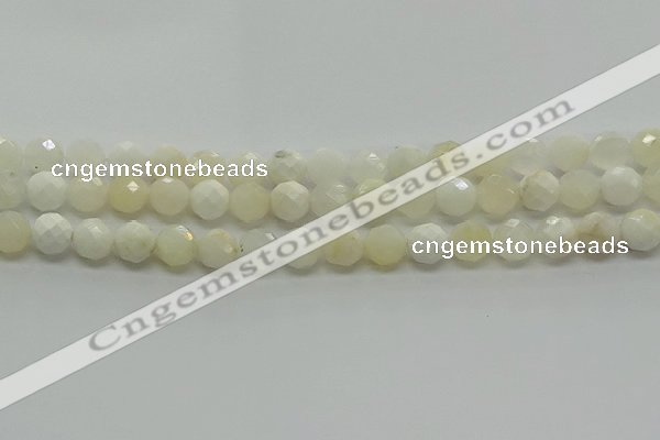 COP932 15.5 inches 8mm faceted round white opal gemstone beads