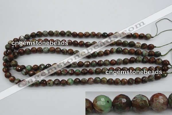 COP961 15.5 inches 6mm faceted round green opal gemstone beads