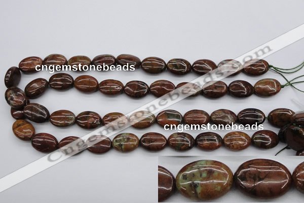 COP973 15.5 inches 13*18mm oval green opal gemstone beads