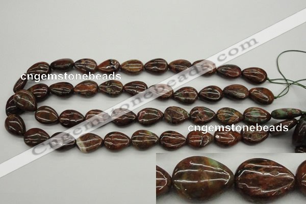 COP980 15.5 inches 13*18mm flat teardrop green opal gemstone beads