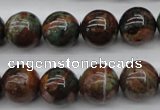 COP989 15.5 inches 14mm round green opal gemstone beads wholesale