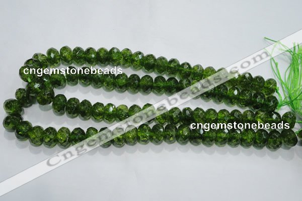 COQ102 15.5 inches 10*14mm faceted rondelle dyed olive quartz beads