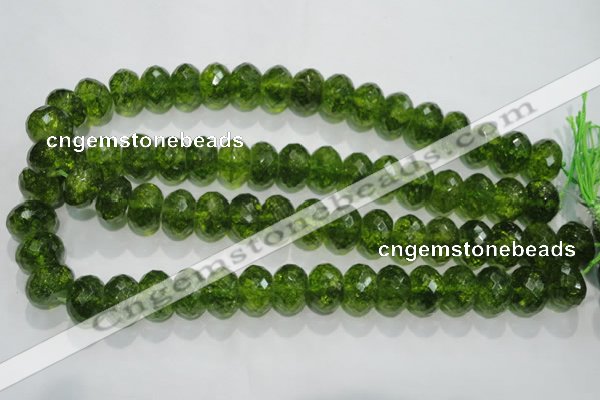 COQ103 15.5 inches 12*16mm faceted rondelle dyed olive quartz beads