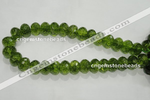 COQ104 15.5 inches 13*18mm faceted rondelle dyed olive quartz beads