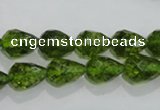 COQ108 15.5 inches 8*12mm faceted teardrop dyed olive quartz beads