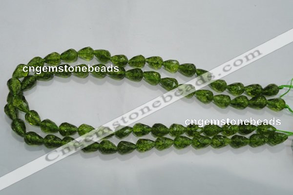 COQ108 15.5 inches 8*12mm faceted teardrop dyed olive quartz beads