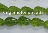 COQ109 15.5 inches 10*14mm faceted teardrop dyed olive quartz beads