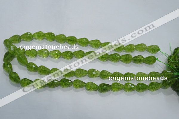 COQ109 15.5 inches 10*14mm faceted teardrop dyed olive quartz beads