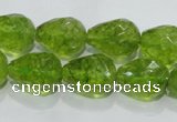 COQ111 15.5 inches 13*18mm faceted teardrop dyed olive quartz beads