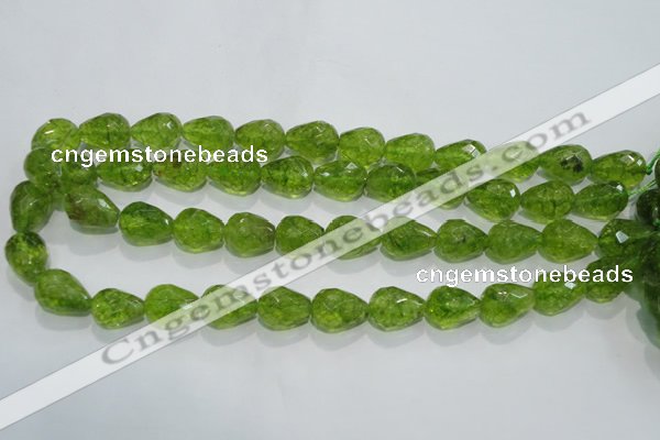 COQ111 15.5 inches 13*18mm faceted teardrop dyed olive quartz beads