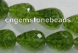 COQ112 15.5 inches 15*20mm faceted teardrop dyed olive quartz beads