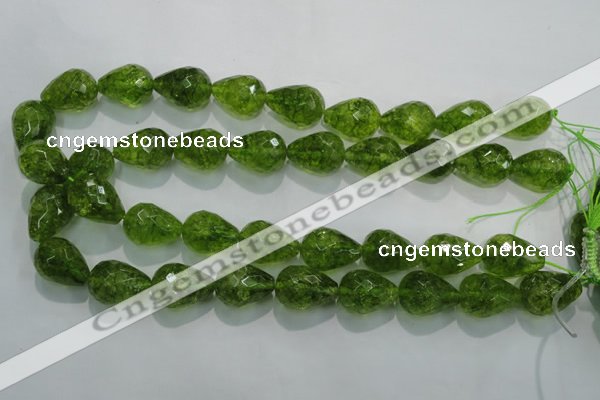 COQ112 15.5 inches 15*20mm faceted teardrop dyed olive quartz beads