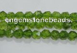 COQ115 15.5 inches 6mm faceted nuggets dyed olive quartz beads