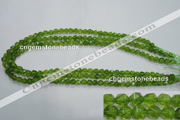 COQ115 15.5 inches 6mm faceted nuggets dyed olive quartz beads