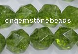 COQ119 15.5 inches 14mm faceted nuggets dyed olive quartz beads