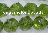 COQ119 15.5 inches 14mm faceted nuggets dyed olive quartz beads