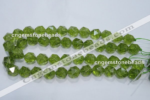 COQ119 15.5 inches 14mm faceted nuggets dyed olive quartz beads