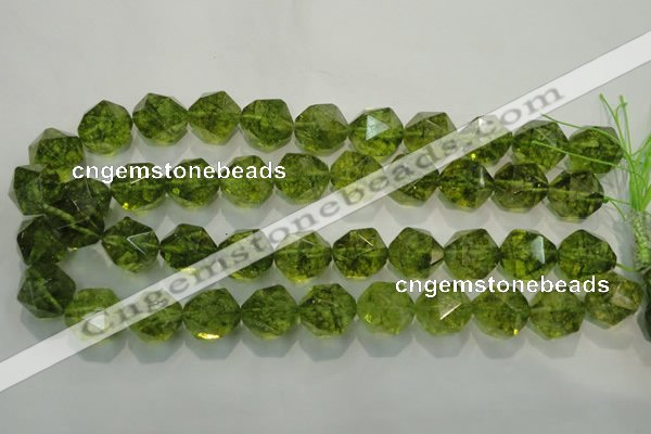 COQ120 15.5 inches 16mm faceted nuggets dyed olive quartz beads