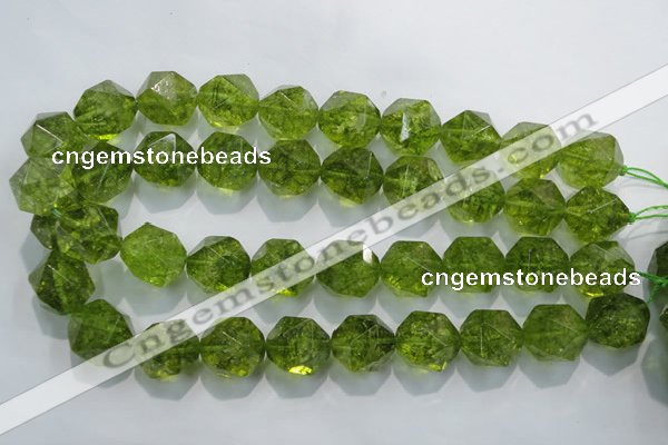 COQ121 15.5 inches 18mm faceted nuggets dyed olive quartz beads