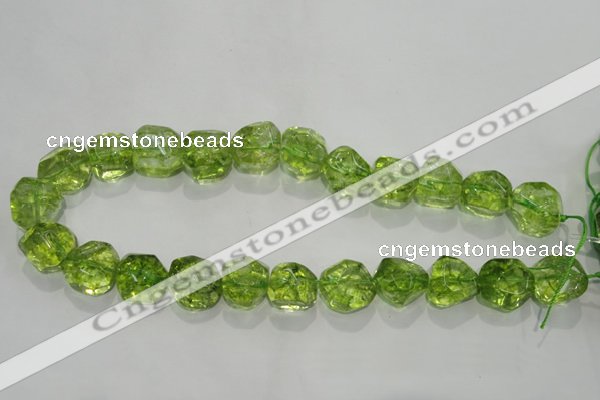 COQ125 15.5 inches 18mm nuggets dyed olive quartz beads