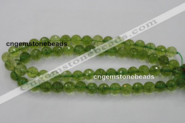 COQ15 16 inches 12mm faceted round dyed olive quartz beads wholesale