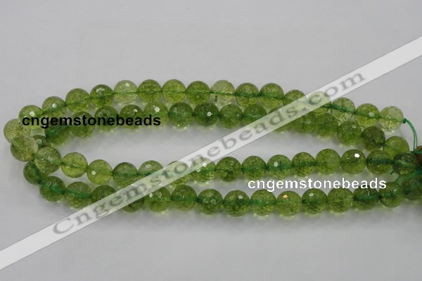 COQ16 16 inches 14mm faceted round dyed olive quartz beads wholesale