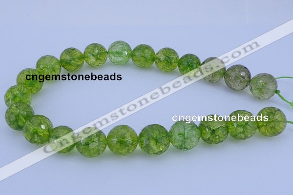 COQ17 16 inches 16mm faceted round dyed olive quartz beads wholesale