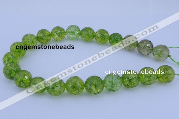 COQ19 16 inches 20mm faceted round dyed olive quartz beads wholesale