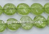 COQ25 16 inches 15mm flat round dyed olive quartz beads wholesale