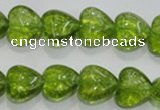 COQ30 15.5 inches 14*14mm heart dyed olive quartz beads wholesale