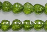 COQ31 15.5 inches 16*16mm heart dyed olive quartz beads wholesale