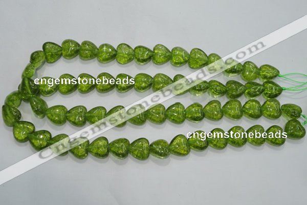 COQ31 15.5 inches 16*16mm heart dyed olive quartz beads wholesale