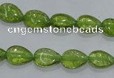 COQ40 15.5 inches 8*12mm flat teardrop dyed olive quartz beads