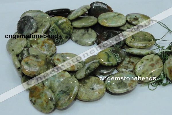 COS07 15.5 inches 25*35mm oval ocean stone beads wholesale