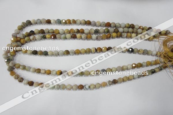 COS151 15.5 inches 6mm faceted round ocean stone beads wholesale