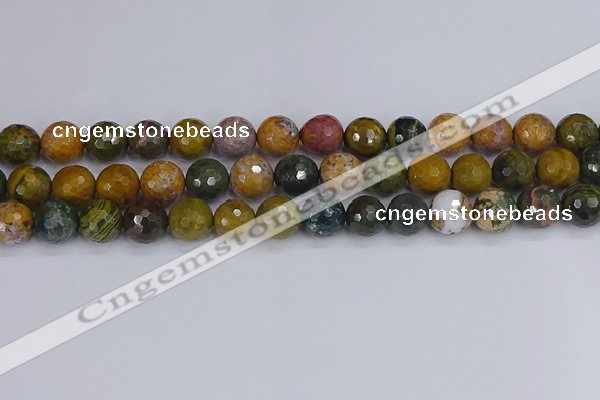 COS204 15.5 inches 12mm faceted round ocean jasper beads