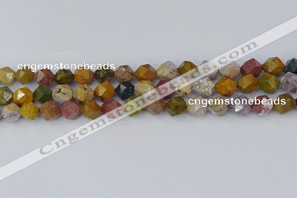 COS212 15.5 inches 10mm faceted nuggets ocean jasper beads